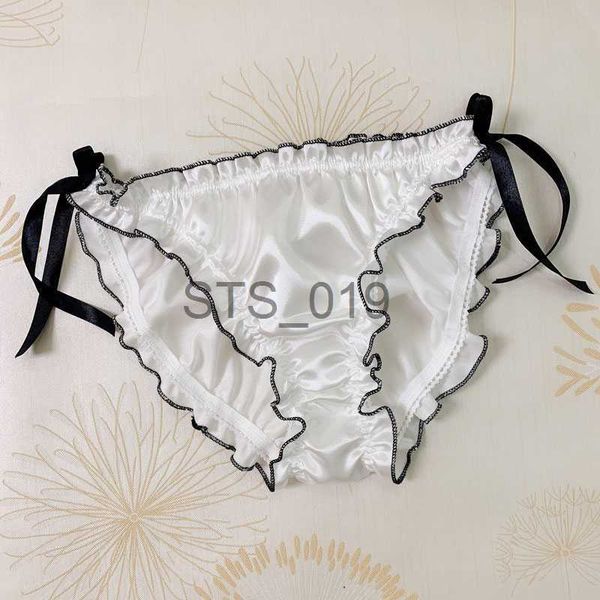 

briefs panties other panties japanese style kawaii lingerie maiden panties women's silk satin lace-up panties briefs ladies knickers br, Red;black