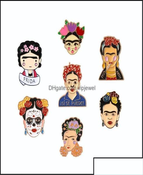 

pins brooches pins jewelry painter mexican artist enamel for women metal decoration brooch bag button lapel pin bdehome otpwm6194190, Gray