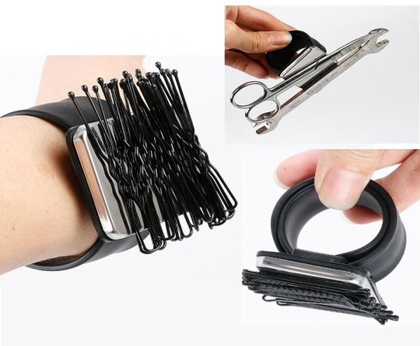 

link chain magnetic sewing pin cushion silicone wrist needle pad safe bracelet storage pins wristband holder1944649, Black