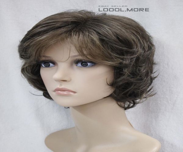 

dark brown mix curly women ladies daily fluffy hivision synthetic wig tld036 for women wig deliver9878097, Black