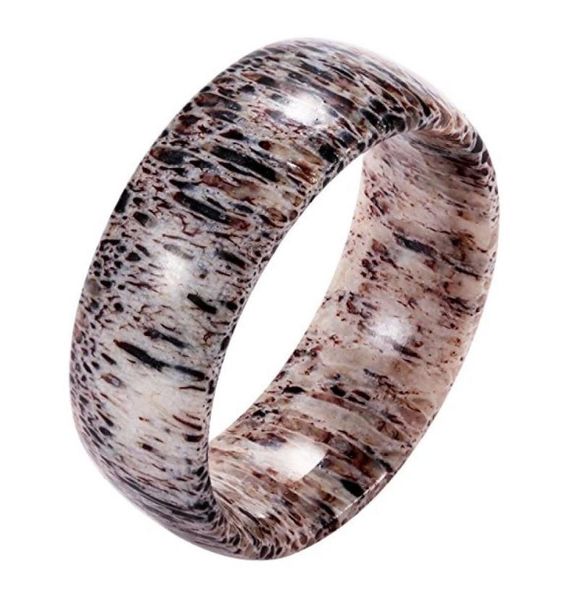 

8mm natural deer antler ring domed edges comfort fit wedding engagement band for him and hersize 613include half size5753594, Slivery;golden