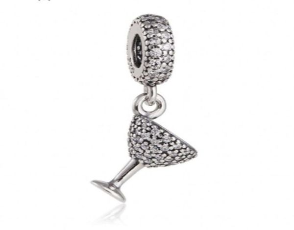 

micro pave crystal cocktail glass charms 925 sterling silver dangle cup charm beads for jewelry making diy brand bracelets women g1514593, Black