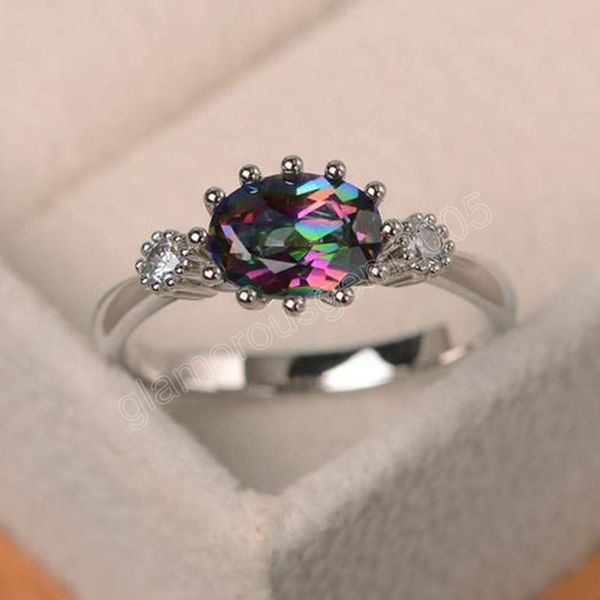 

silver plated diamond rings oval cut statement wedding rings for women girls