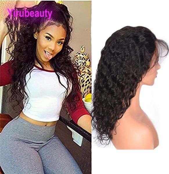 

peruvian human hair lace front wigs water wave natural color with baby hair pre plucked lace front wig 1030inch6155000, Black;brown