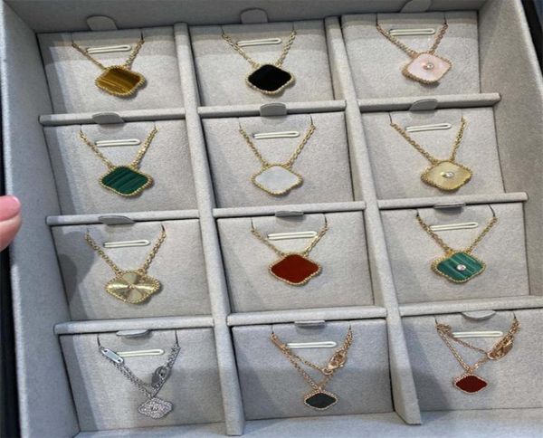 

classic fashion pendant necklaces for women elegant 4four leaf clover locket necklace highly quality choker chains designer jewel8042276, Silver