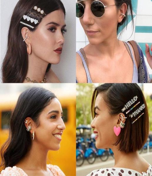 

hoop huggie chic style no pierce women pearl ear cuff jewelry natural stone lapis beaded small earrings13650676, Golden;silver