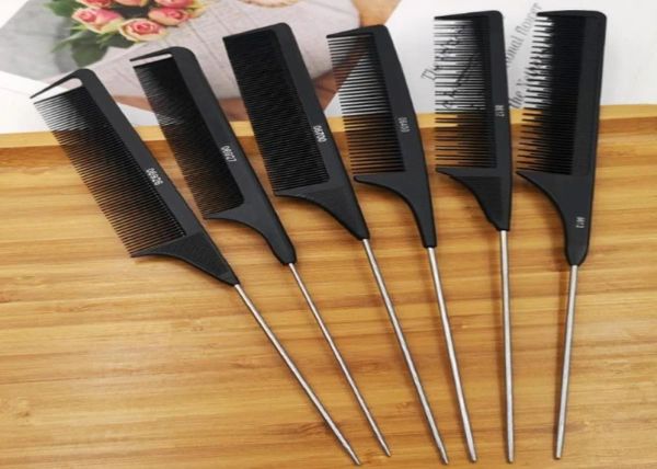 

professional hair tail comb plastic steel needle iron point salon cut combs styling stainless spiked, Silver