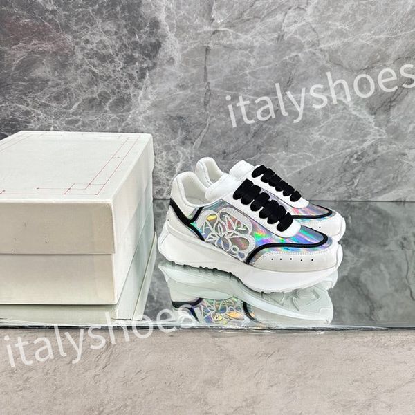 

luxury reflective leather dad shoes space stitching material sneakers designer sneakers modern autumn winter trendy shoes xsd230403, Black