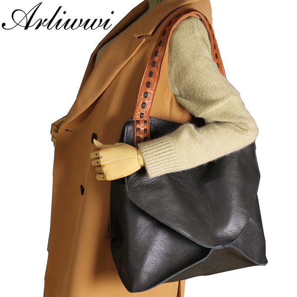 

evening bags arliwwi fashion 100 genuine leather handbags large capacity design women multifunction shoulder bag gs02 230718