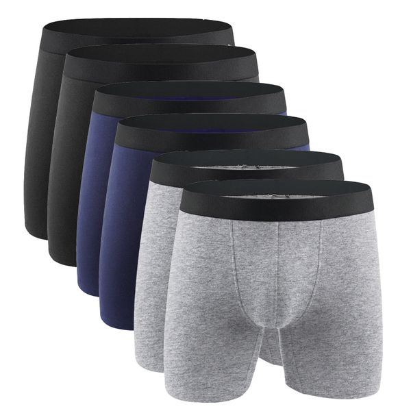 

underpants cotton men's panties underwear boxer shorts long leg comfort men underpants male hombre boxer marca european size plus s-xxl, Black;white