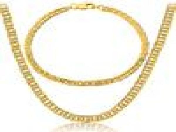 

omhxzj whole personality fashion ol woman girl gift gold full lateral chain 18kt gold bracelet necklace jewelry set se426929889, Silver