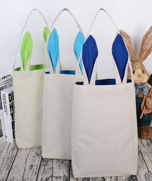 

easter bunny bag cotton cloth bag gift bag bunny ears design easter basket tote handbag blank bag for party favor gifts diy use1139730, Black