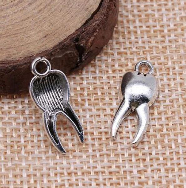 

500pcslot antique silver alloy zombie tooth charm pendant for jewelry making earrings necklace and bracelet 8x20mm a1975128409, Bronze;silver
