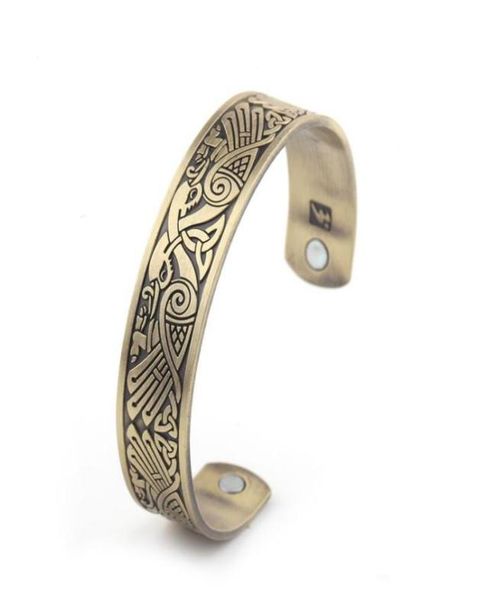 

metal engraved vintage phoenix bangles openended stainless steel mafnetic designer bracelet healthy magnetic bracelet for mens8361170, Black