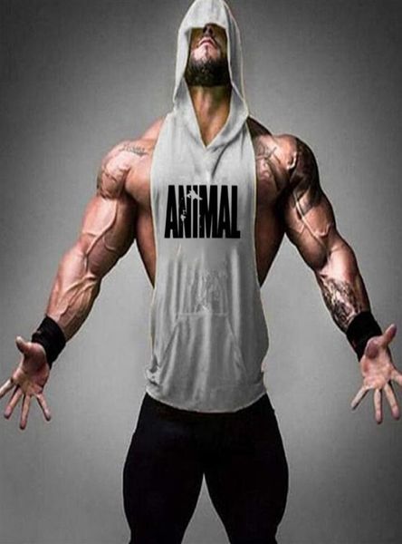 

brand animal fitness stringer hoodies muscle shirt bodybuilding clothing gyms tank mens sporting sleeveless t shirts295w8583998, White;black