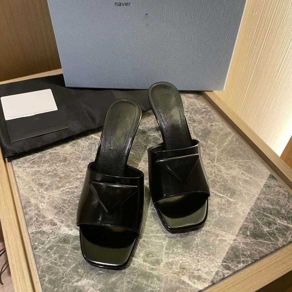 

women's open high pradly new style square fashion-e toe sandals i-shaped heel bottomed slippers shoes summer, Black
