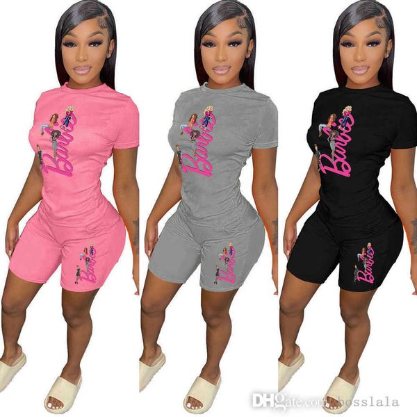 

designer womens short tracksuits summer sports outfit ladies two piece letter printed short sleeve t shirt and shorts jogging suits s-3xl, Gray