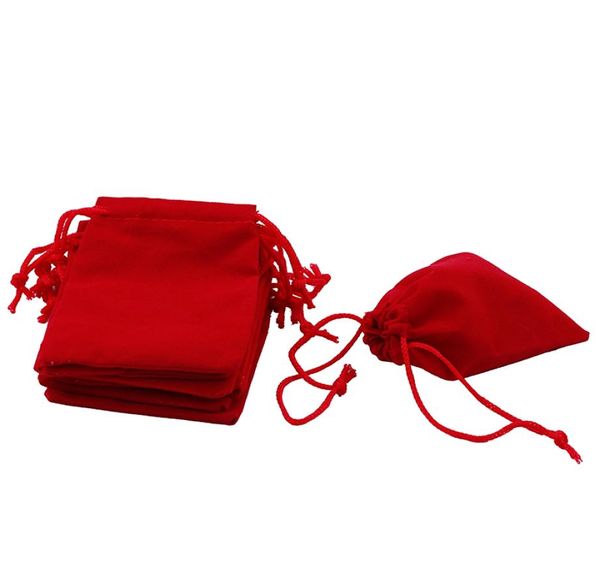 

100pcslot red velvet drawstring jewellery gift bags pouches 2306166, Pink;blue