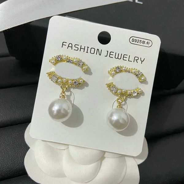 

12 Style Designer Earrings Luxury Pearl Earrings Women Temperament Elegant Letter Stud Earring Fashion Jewelry Party Gift