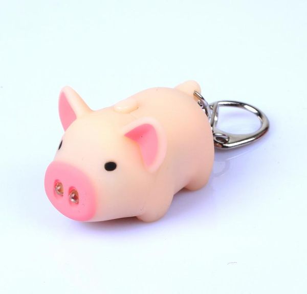 

jewelry cute pig led keychain flashlight sound rings creative kids toys pig cartoon sound light keychains child gift 3 colors z1044698005, Red;brown