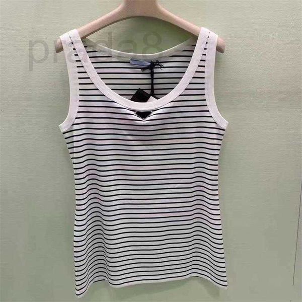 

women's t-shirt designer 2023 summer new triangle stripe suspender sleeveless tank underlay for women outwear ot4g, White