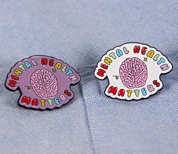

mental wellbeing fight the stigma psychology therapy disease awareness brain depression anxiety inspirational enamel pin brooch2714642, Blue