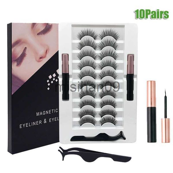 

false eyelashes magic 3/5/7/10pairs magnete false mink eyelashes set magnetic liquid eyeliner glue eye makeup extend fluffy lashes j230717