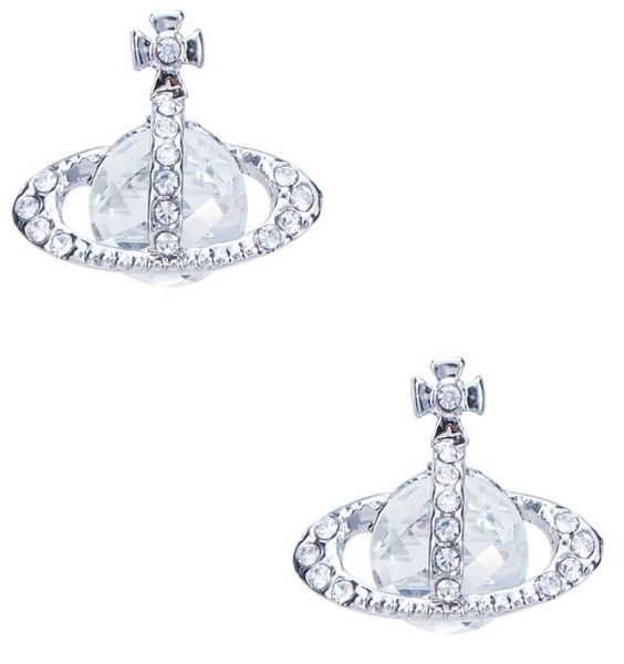 

queen mother of the west pearl earth planet stud earrings gold and silver crystal temperament6553261