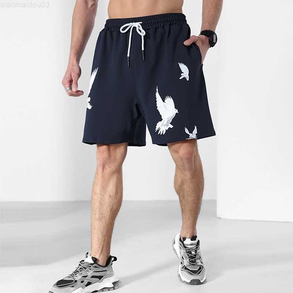 

men's shorts men's solid color loose straight pants trend print versatile basketball shorts fitness jogging shorts summer new casu, White;black