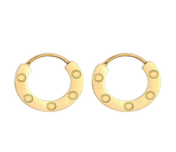 

love single earring for women ladies hoop huggie stud screw marking 316l titanium steel famous brand designer jewelry with inscr9357926, Golden;silver