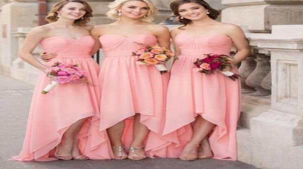 

custom made summer sweetheart beach asymmetrical sleeveless chiffon a line maid of honor gowns bridesmaid dresses5911637, White;pink