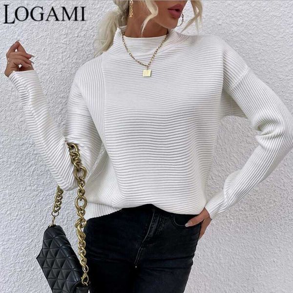 

women's sweaters logami autumn winter solid sweater for women long sleeve turtleneck pullover women jumper l230718, White;black