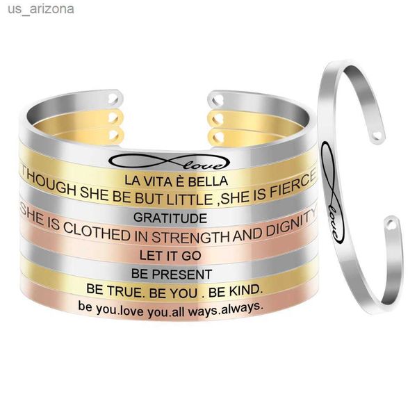 

width 4mm customized be true inspirational quote bracelets women men's mantra jewelry gift letter bangle cuff bracelet femme l230620, Golden;silver