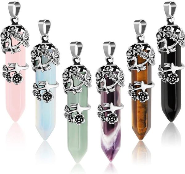 

pendant necklaces hexagonal gemstone pendants shape stone charms pointed natural crystals for jewelry making diy crystal women nec7918842, Silver