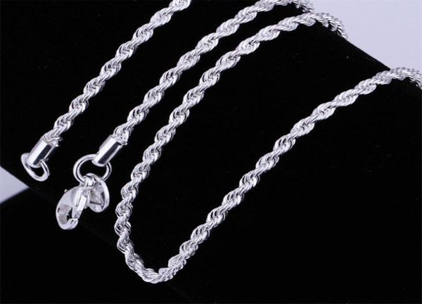 

925 sterling silver rope chain men women rope chain necklaces 2mm 1630inches jewelry2592675