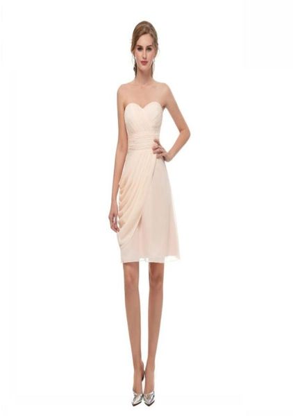 

chiffon sweetheart short bridesmaid dress champagne ruffle zipper back wedding guest dresses maid of honor dress7336074, White;pink