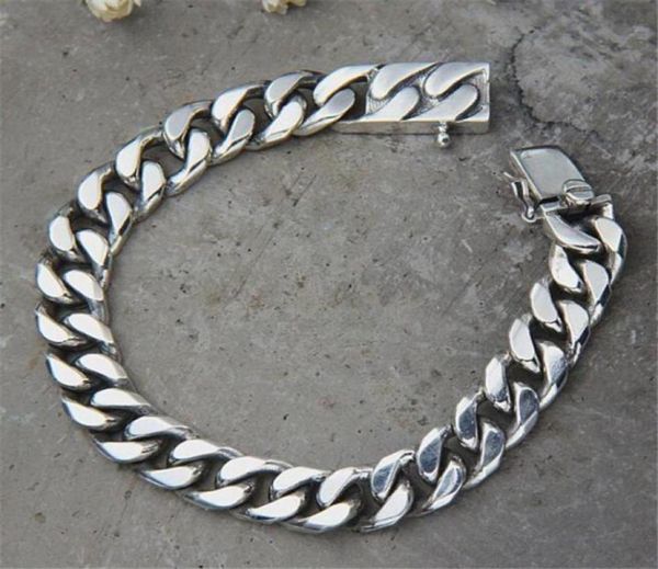 

miami cuban chain bracelet men 925 sterling silver curb chain link bracelet biker hippie hip hop men jewelry party gifts99826444546723, Golden;silver