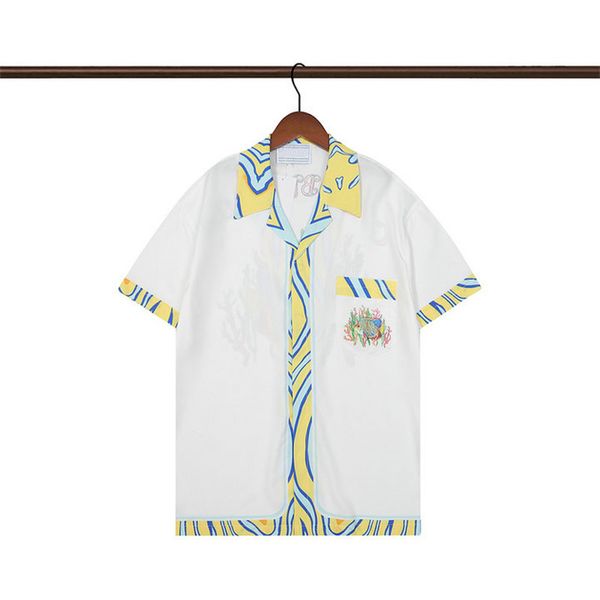 

2luxury designers shirts men's fashion tiger letter v silk bowling shirt casual shirts men slim fit short sleeve dress shirt -3xl#1007, White;black