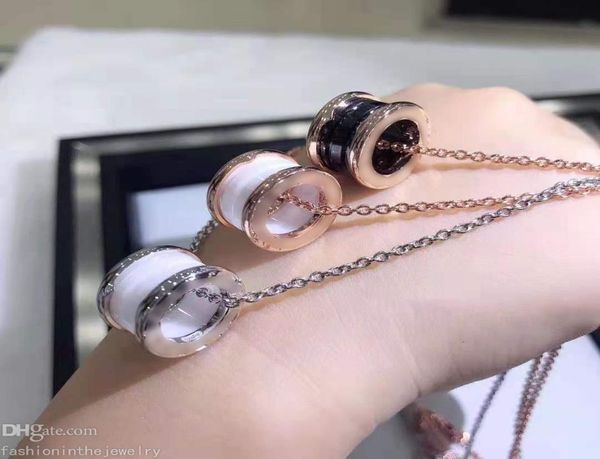 

fashion necklace designer jewelry luxury diamond jewellery platinum rose gold chain white black ceramic spring pendant necklaces w4968053, Silver