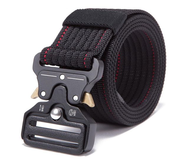 

mens adjustable tactical belt heavy duty nylon waist metal buckle outdoor hunting training patrol combat belts6139993, Black;green