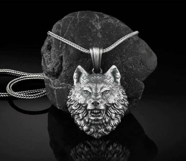 

stainless steel wolf head animal pendant men039s hip hop necklace punk pendant vintage accessories78178964747810, Silver