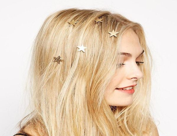 

new 4 pcsset star spiral hair clips for girls golden hairpins women vintage barrette korean fashion haar accessoires6240844, Slivery;white