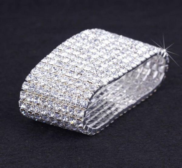 

6 pieces whole lots nine rows bangle wedding bridal party jewelry crystal rhinestone stretch bracelet bangle multi row wedding6010364, Golden;silver