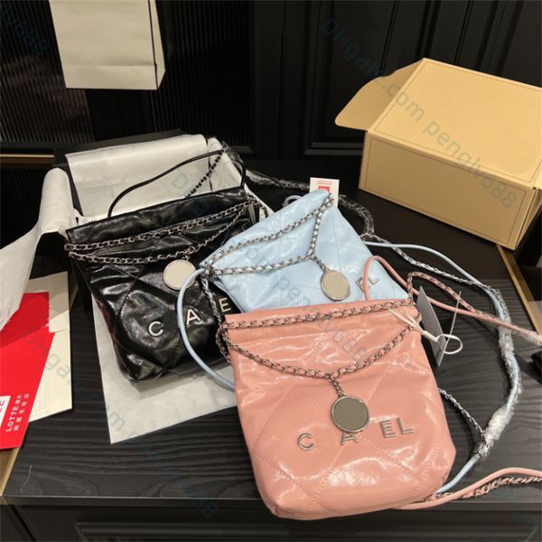 

22 handbag mini trash bag luxury designer shoulder bag pearl chain fashion brand cross body bags wholesale genuine leather clutch totes hobo