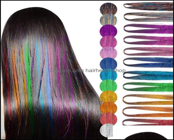 

hair accessories tools products 90cm length sparkle shiny tinsel rainbow silk hairs extensions dazzles women hippie for braiding h3128587