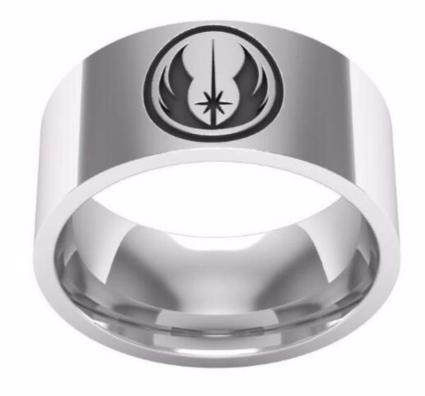 

selling jedi symbol engraved couple movie ring polished stainless steel high ring film jewelry gift for men2859045, Silver
