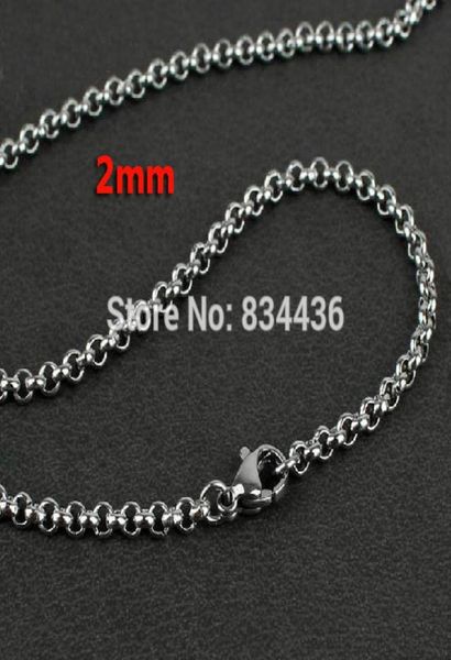 

whole 2mm 316l stainless steel necklace round rolo link chains women mens fashion jewelry 20pcs link chains1573260, Silver