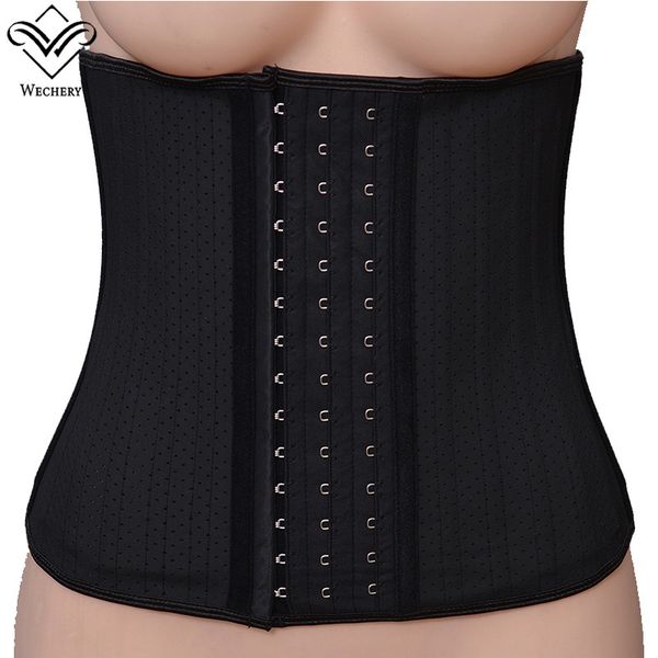 

waist trainer modeling strap latex slimming belt waist cincher body shaper steel boned faja belly hole design breathable, Black;white