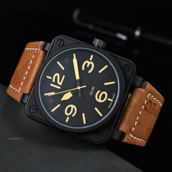 

2023 men automatic mechanical wristwatches bell brown leather watch black ross rubber watches wristwatch men luxury fashion watch wristwatch, Slivery;golden