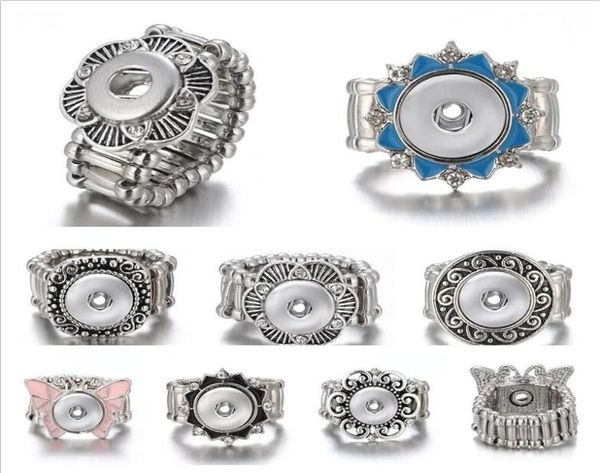 

vintage silver noosa chunks ginger snap button jewelry elastic rope adjustable 12mm snap button ring for women men jewelry6112885, Golden;silver